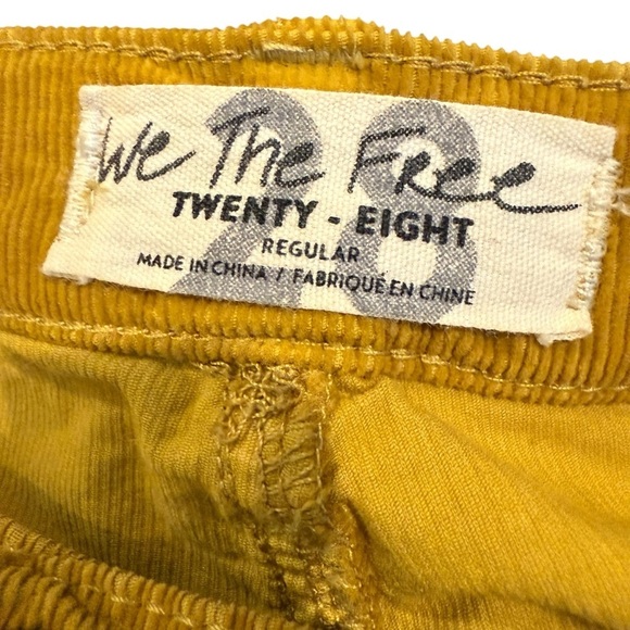 Free People Pants Women Yellow Marsh High Waist Raw Hem Corduroy Size 28 - Picture 6 of 8